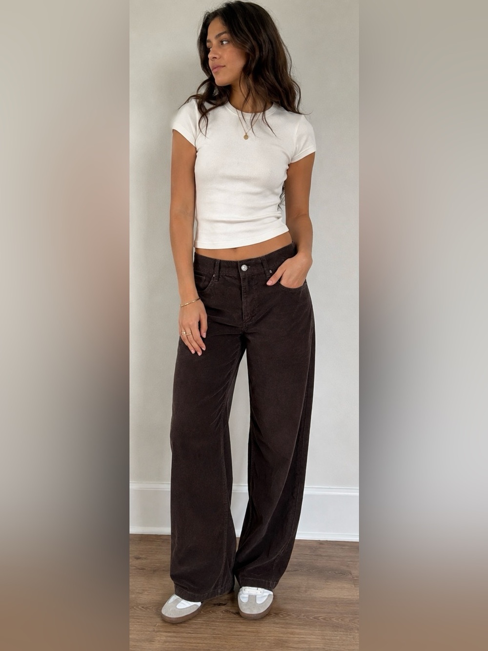 Calvin Klein Corduroy Pants Size 27 Brown Wide Leg Lightweight Cotton Y2K Style